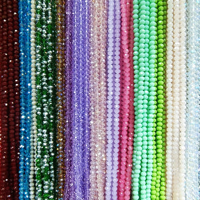 Faceted Crystal Rondelle Bead Strands 2mm–10mm – Multi-Color Beads for DIY Beaded Bags & Jewelry